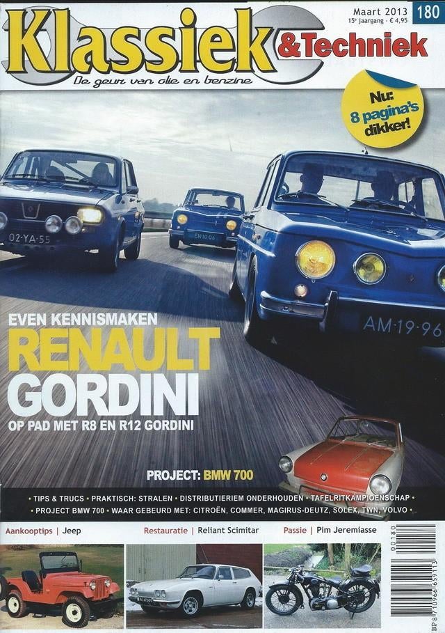Klassiek & Techniek 180 2013 : Renault Gordini - Jeep - BMW, Ophalen of Verzenden, Gelezen, Algemeen