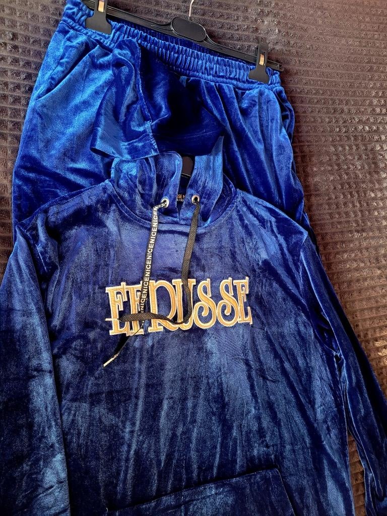 Blauwe velours trainingspak , maat XXL , 46, Onbekend, Ophalen of Verzenden, Nieuw