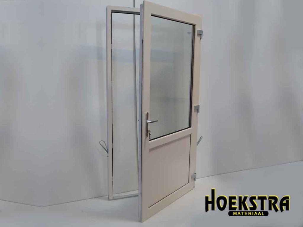 Kunststof | deur met kozijn | Wit (RAL9001) | ACTIE | €€€€, Nieuw, Buitendeur, Glas, 200 tot 215 cm