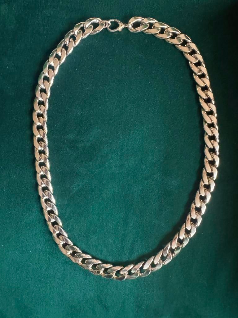 Cuban chain ketting gold plated 80 cm lang., Sieraden, Tassen en Uiterlijk, Kettingen, Zo goed als nieuw, Overige materialen, Goud