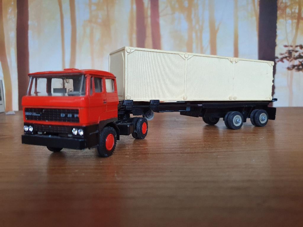 Lion car Daf 2800 container containerchassis oranje 1:50 nm, Ophalen of Verzenden, Zo goed als nieuw, Bus of Vrachtwagen, Lion Toys