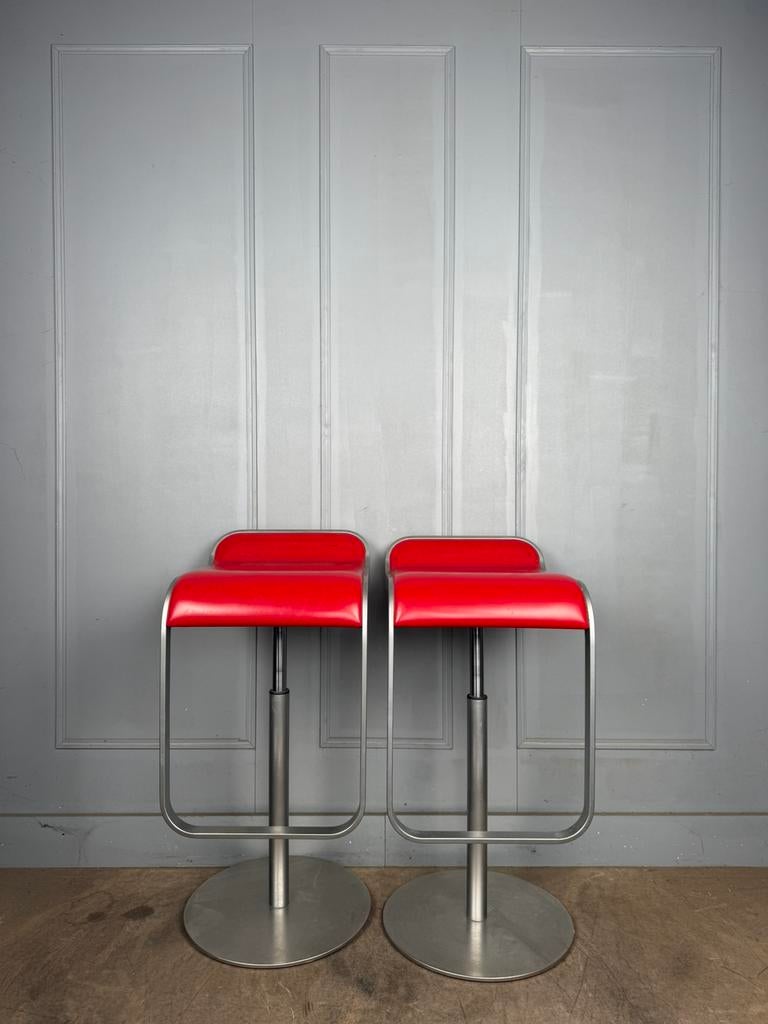 4 lederen Lapalma Lem verstelbare design krukken, Lapalma, 60 tot 90 cm, Ophalen of Verzenden, Zo goed als nieuw