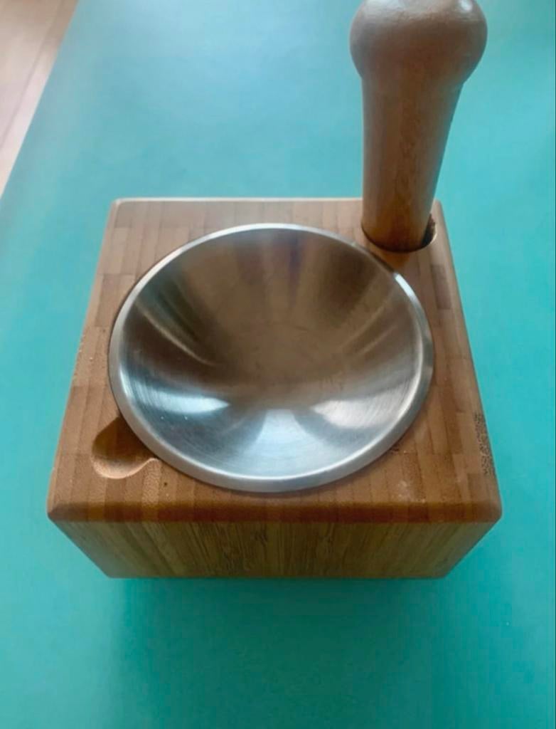 Luxe Vijzelset Bamboe & RVS - Kruiden, Specerijen malen, Ophalen of Verzenden, Nieuw