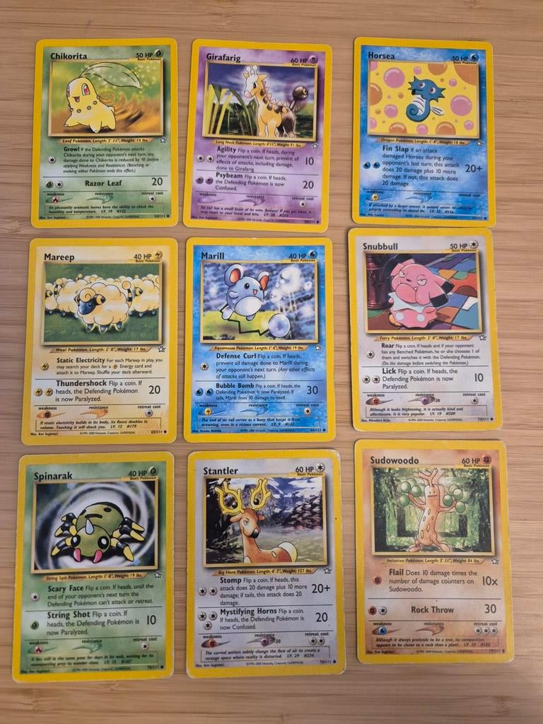 22 neo genesis set pokemon kaarten, Ophalen of Verzenden, Zo goed als nieuw, Meerdere kaarten