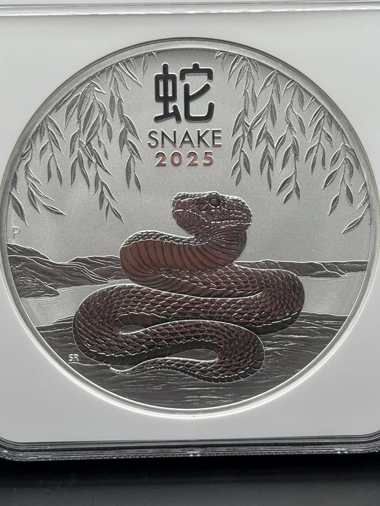1 kilo lunar 3 snake 2025 - NGC MS70 slab munt .9999 zilver, Postzegels en Munten, Edelmetalen en Baren, Ophalen of Verzenden