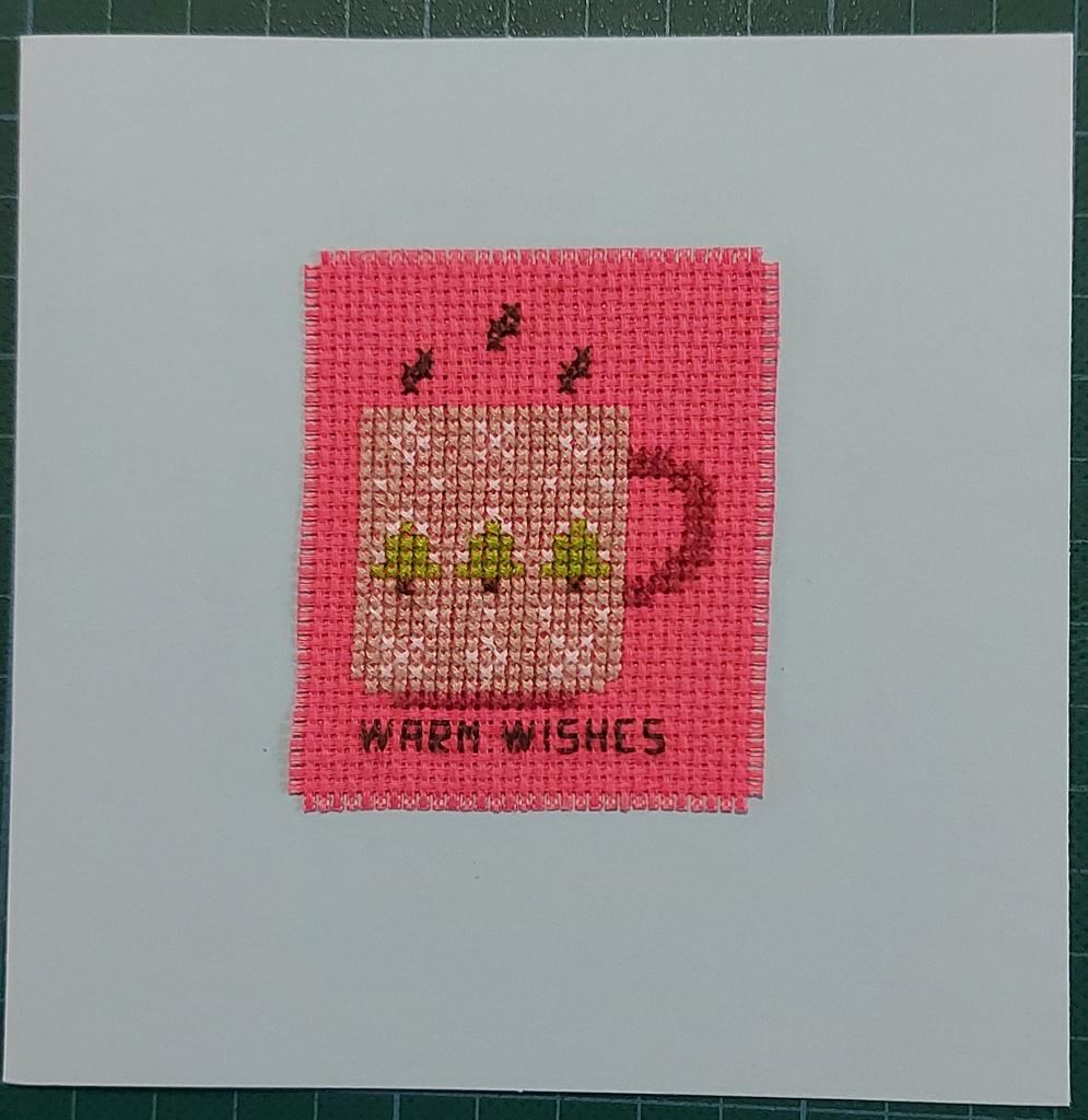 geborduurde kerstkaart met beker warme drank (1799), Ophalen of Verzenden, Nieuw, Kerst