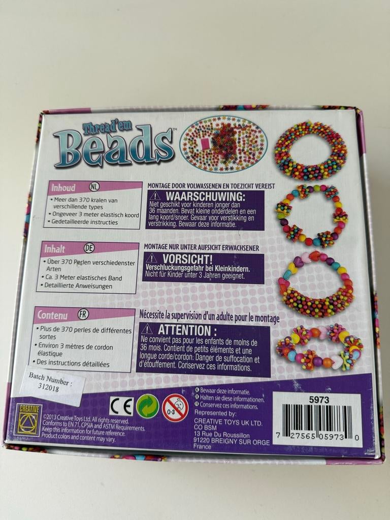 Thread'em Beads kralen set, Hobby en Vrije tijd, Kralen en Sieraden maken, Ophalen of Verzenden, Zo goed als nieuw, Kraal