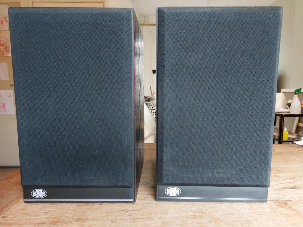 BNS Speakers E14 - Super geluidskwaliteit uit 1985, Gebruikt, 60 tot 120 watt, Front, Rear of Stereo speakers, Ophalen
