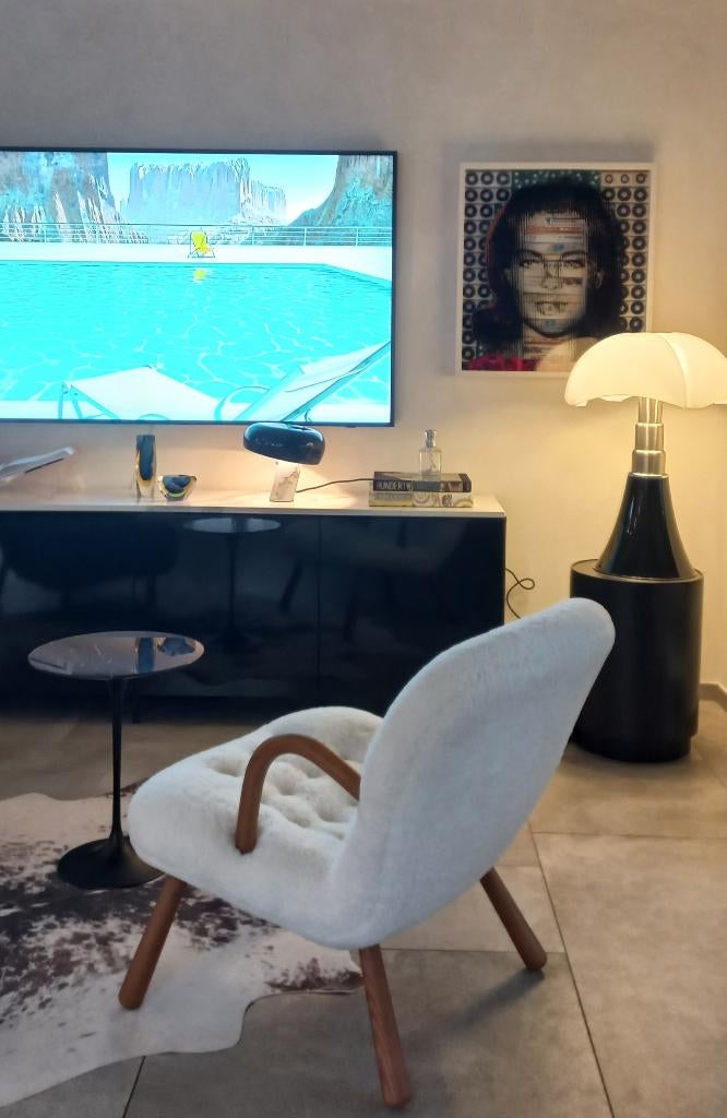 lampen albini tulipe stoel sheepskin fauteuils  mies vd rohe, Ophalen of Verzenden, Zo goed als nieuw, Bauhaus ,, mid century modern furniture et lamps