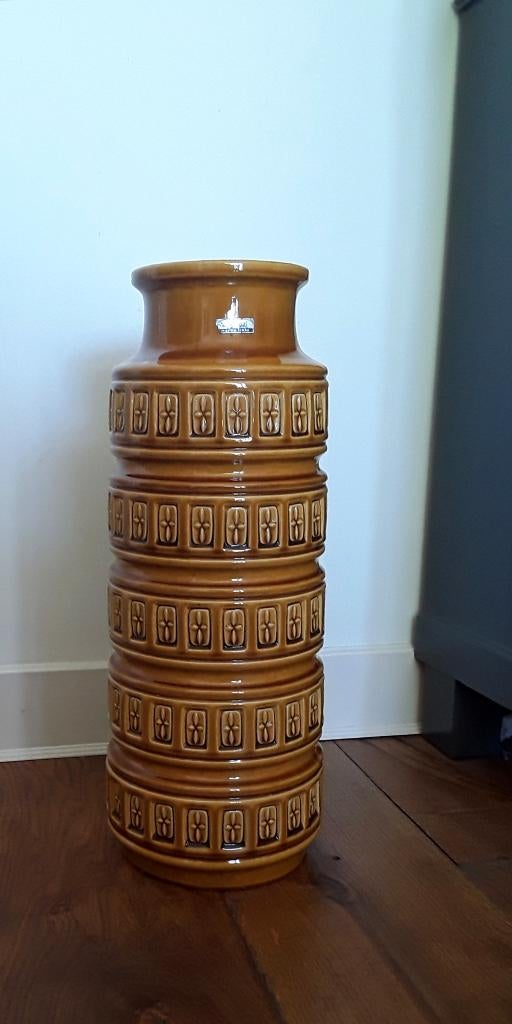 Vintage vloervaas/ vaas - Scheurich Inca - geel (268-51), Huis en Inrichting, Ophalen, Gebruikt, 50 tot 75 cm, Geel