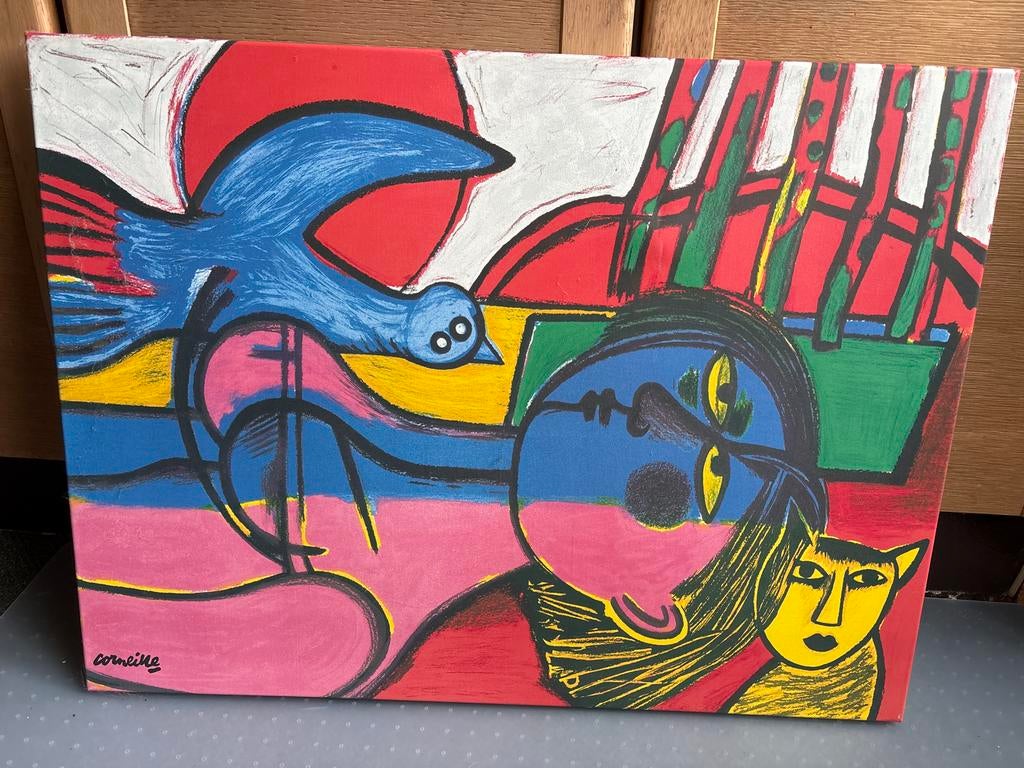 Kleurrijk kunstwerk van Corneille - "De Vliegende Vogel", Ophalen of Verzenden