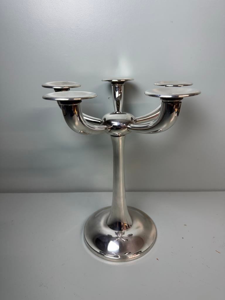 Vintage Space Age Kandelaar - Verzilverd, Ophalen of Verzenden, Overige materialen