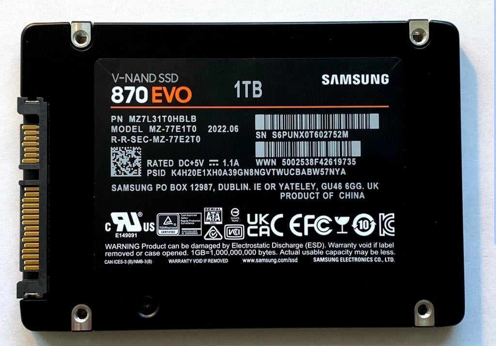 Samsung 870 evo 1TB, Ophalen, Laptop