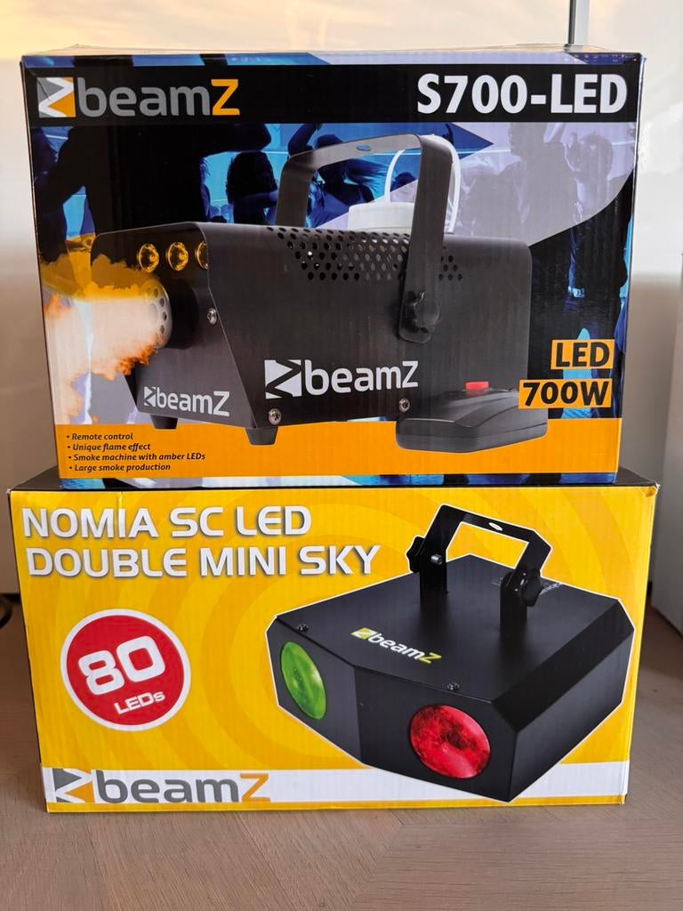 Coole disco set, lightbeamer, rookmachine en discobal, Muziek en Instrumenten, Licht en Laser, Ophalen of Verzenden, Zo goed als nieuw