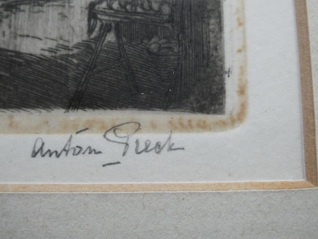 Originele Anton Pieck ets Korte Prinsengracht Amsterdam 1917, Ophalen of Verzenden