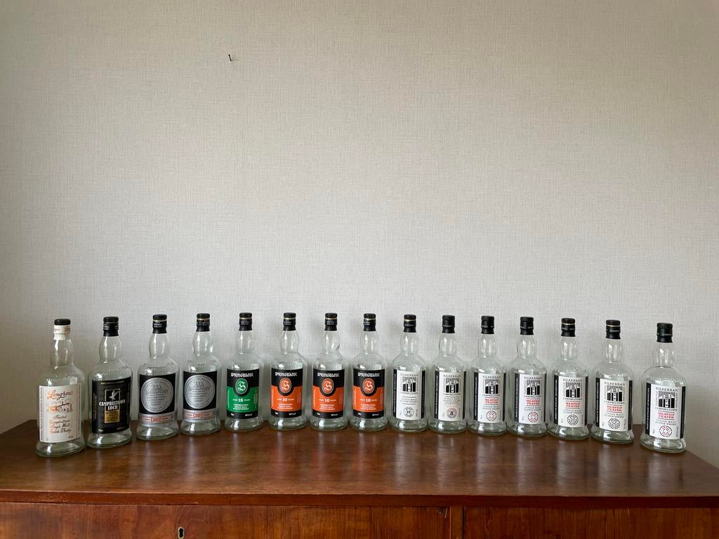 Grote collectie lege single malt whisky flessen en dozen, Ophalen, Gebruikt