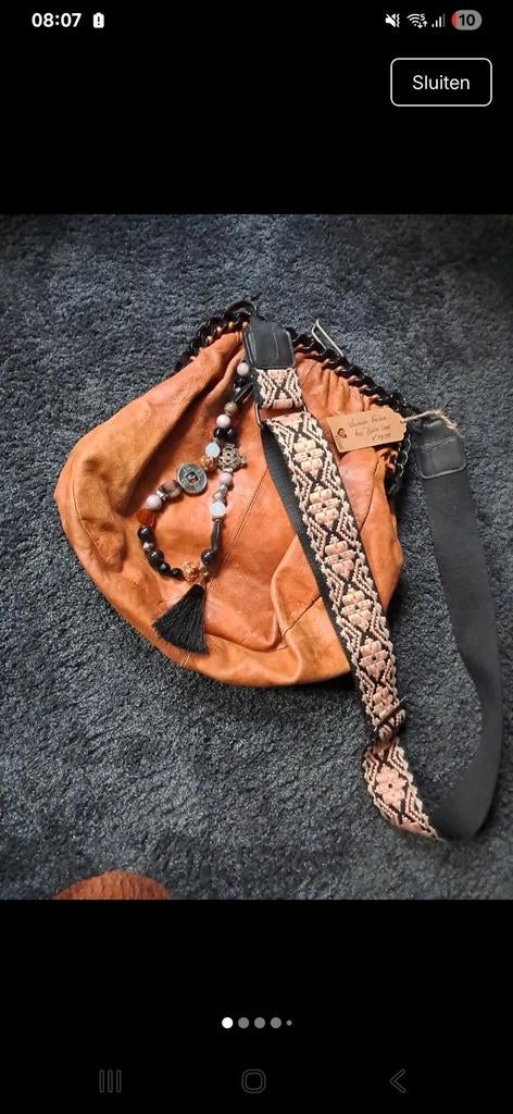 Vintage boho tas leer RelovebyMacy van 59.95 voor 25, Kleding | Dames, Ophalen of Verzenden, Nieuw