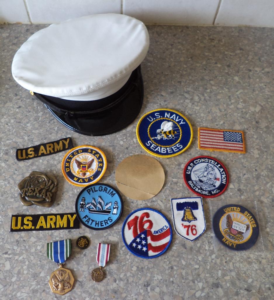 lot Amerikaanse militaria pet embleem medaille patch, Verzamelen, Ophalen of Verzenden, Marine, Amerika, Embleem of Badge