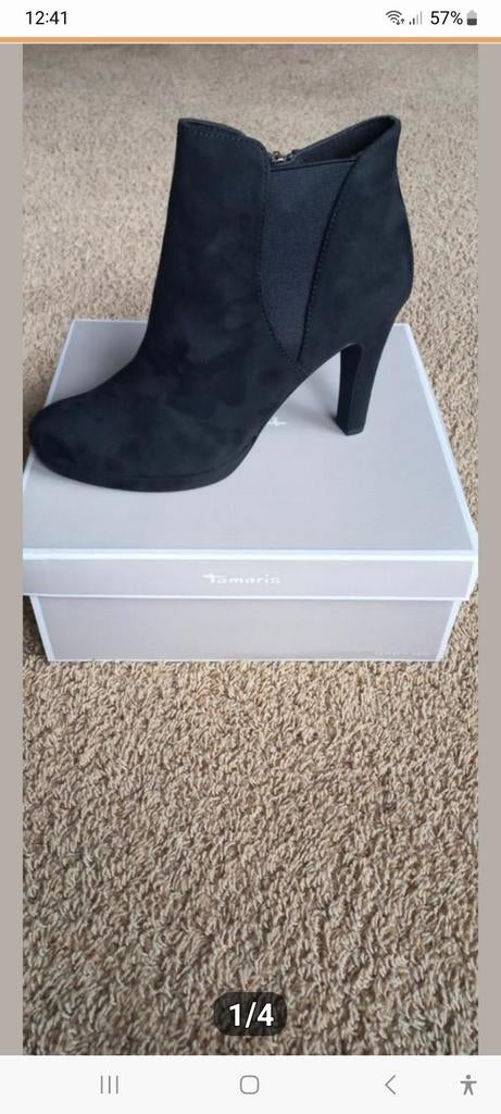 Tamaris enkellaarsjes maat 40 zwart, Ophalen of Verzenden