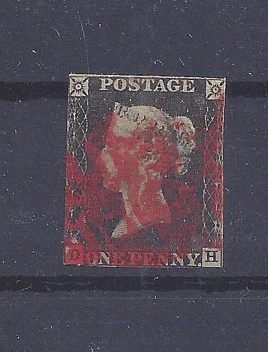 Engeland UK black penny 1840 Red Maltese Cross stempel, Ophalen of Verzenden, Buitenland