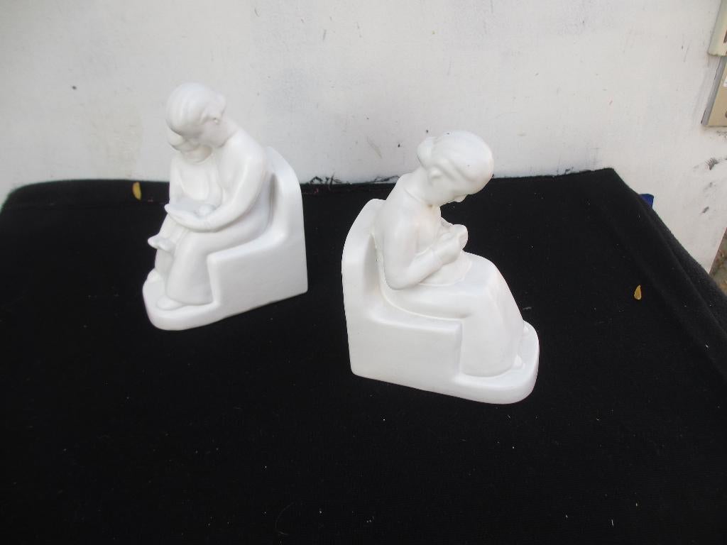 2 plateel keramiek boekensteunen ontwerp Fransje Carbasius., Ophalen of Verzenden