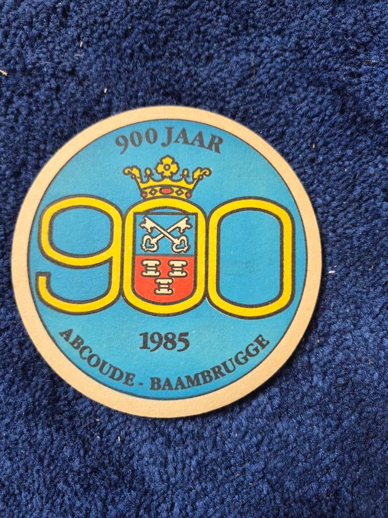 Bierviltje Amstel Abcoude 900 jaar 1985, Verzamelen, Ophalen of Verzenden