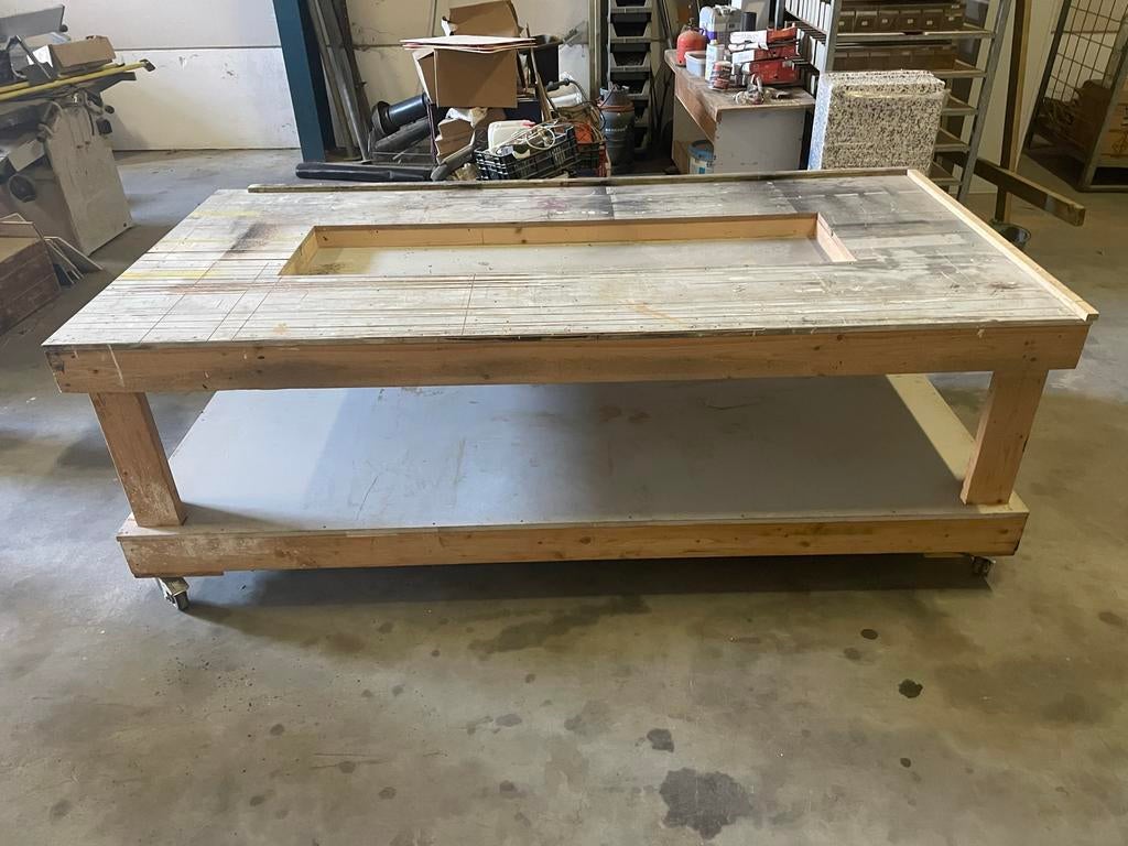 Solide werkbank op wielen, Doe-het-zelf en Verbouw, Werkbanken, Ophalen of Verzenden, Gebruikt, 170 cm of meer