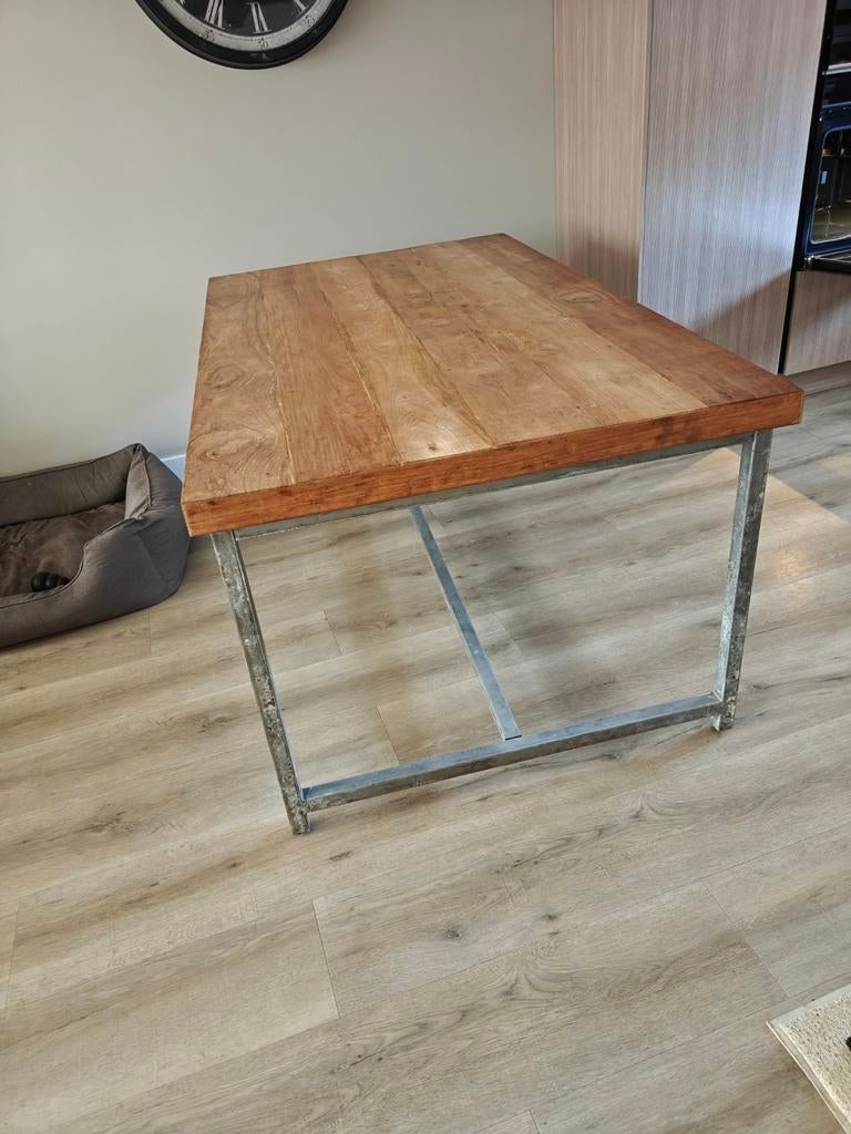 Industriële eettafel 170x100cm Giga Meubel, Gebruikt, 100 tot 150 cm, 150 tot 200 cm, Vier personen