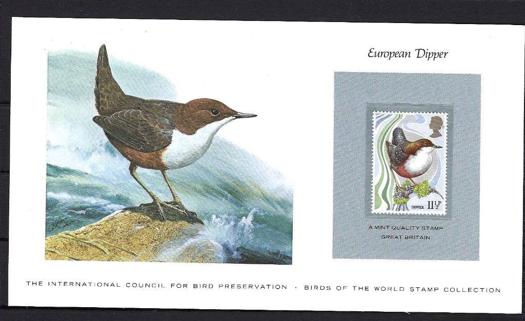 VOGELS kaart Great Britain European Dipper (zegel XX), Ophalen of Verzenden, Postfris, Dier of Natuur