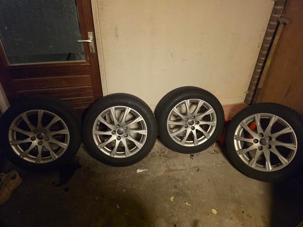 Audi 17 inch 5x112 Winterset + adapterring, Auto-onderdelen, Banden en Velgen, Ophalen, Gebruikt, Banden en Velgen, 17 inch