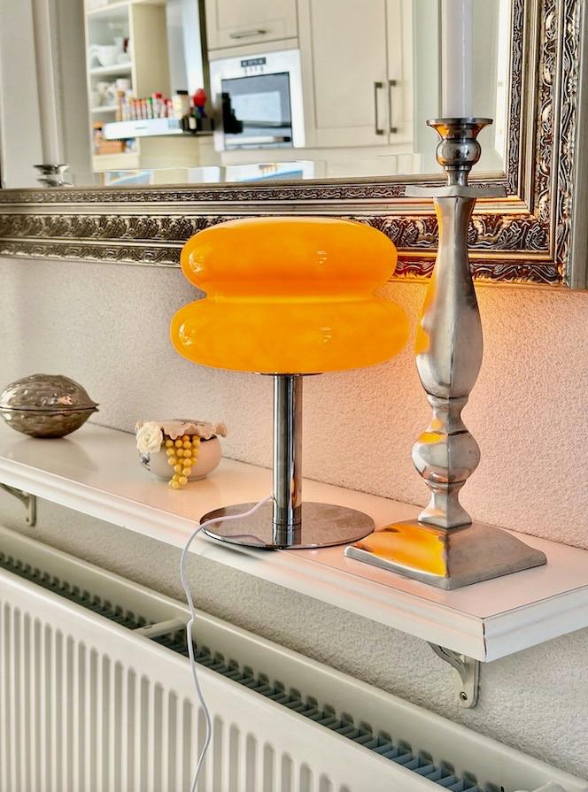 Vintage Retro Space Tafellamp - Unieke Mid-Century Must-Have, Ophalen of Verzenden, Nieuw, Glas, Minder dan 50 cm