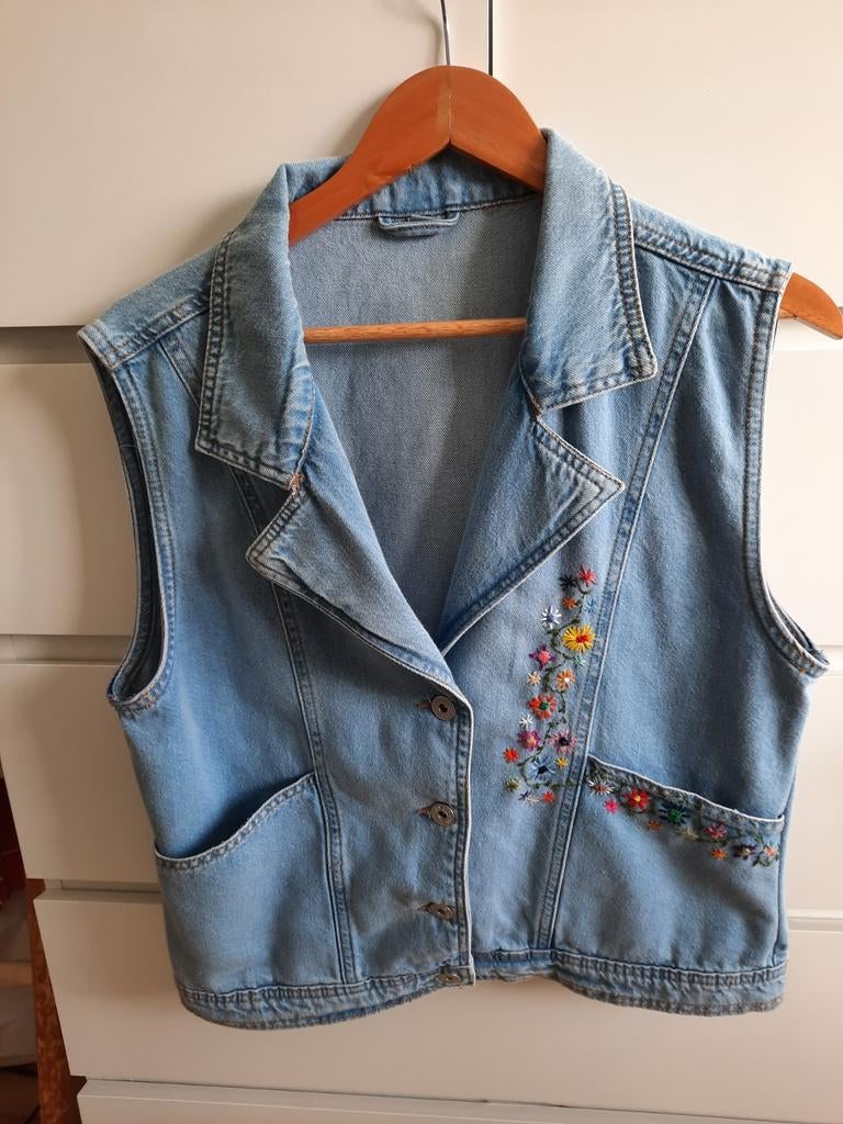 Jeans gillet dames., Ophalen of Verzenden, Zo goed als nieuw, Maat 38/40 (M), Blauw