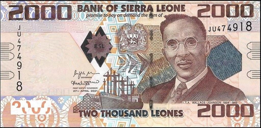Sierra Leone bankbiljet 2000 Leones Walace-Johnsen 2021 UNC, Ophalen of Verzenden, Overige landen, Los biljet