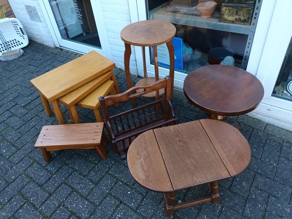 Kleinmeubelen wegens verhuizing 6 stuks., Huis en Inrichting, Tafels | Bijzettafels, Ophalen, Rond, Minder dan 55 cm, 45 tot 60 cm