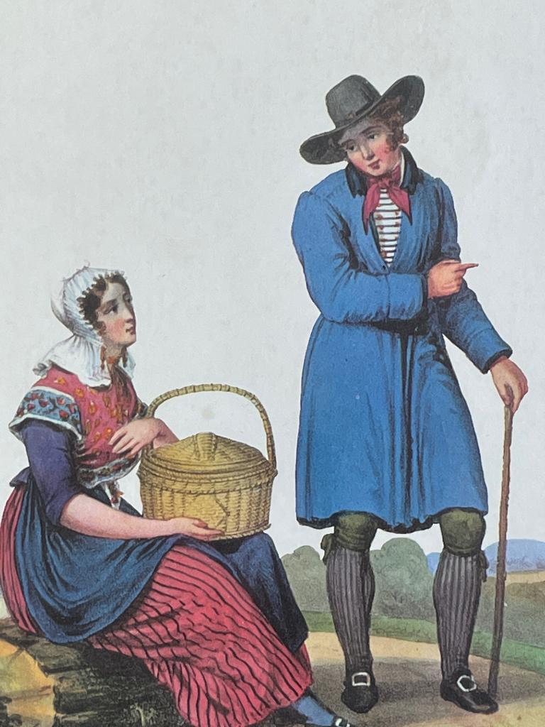 Jonge Boer en Landmeisje (den Bosch) kleding  - P0672, Ophalen of Verzenden, Gravure, 1800 - 1899