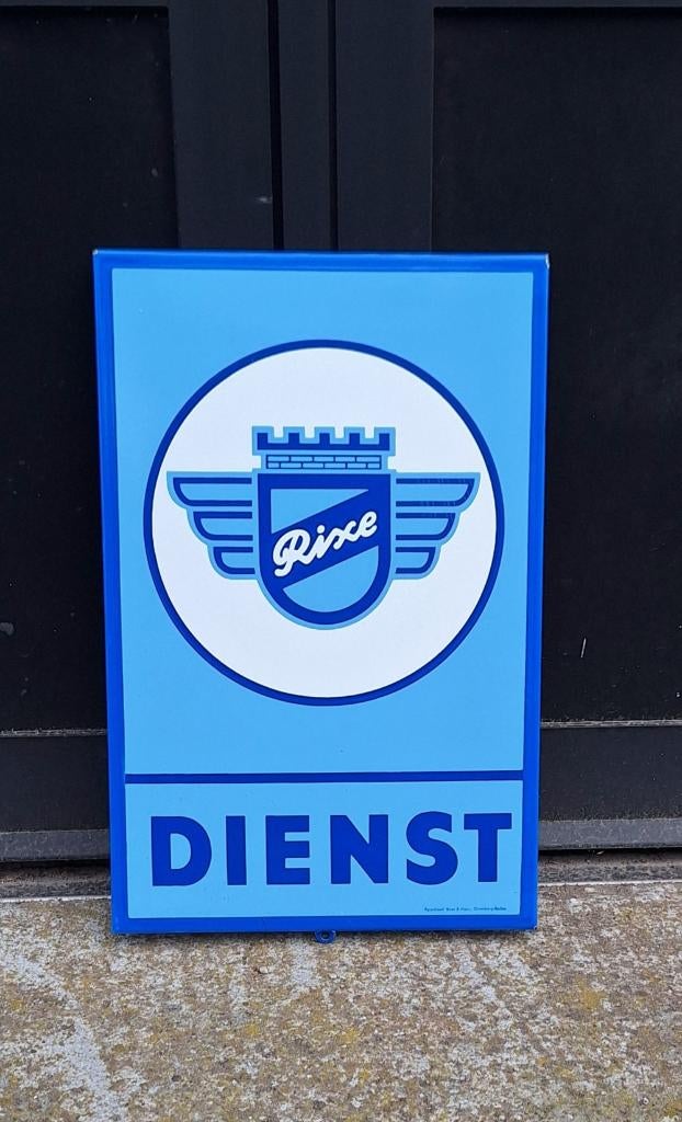 Origineel emaille reclamebord Rixe Dienst motorfietsen., Verzamelen, Reclamebord, Gebruikt, ., Ophalen of Verzenden