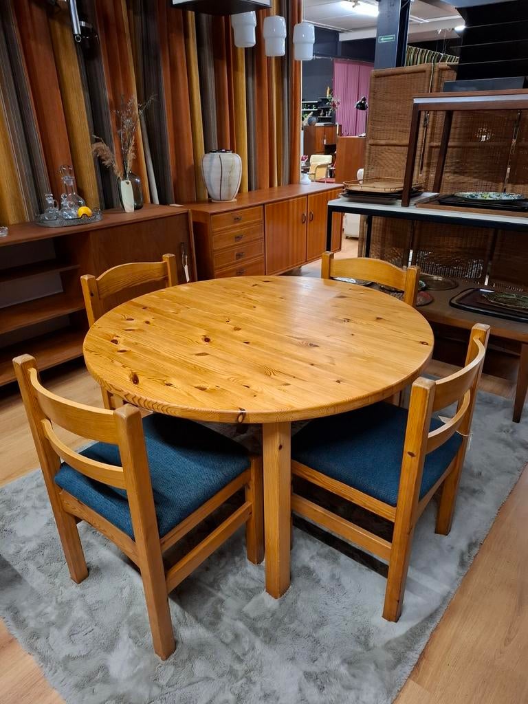 Vintage eetkamerstoelen stoel eettafel rond grenen hout, Huis en Inrichting, Ophalen, Gebruikt, Landelijk, Rustiek, Onbekend