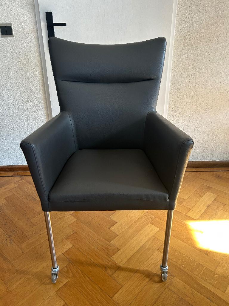 Set van 6 eetkamerstoelen op wieltjes, Huis en Inrichting, Stoelen, Ophalen, Overige materialen, Gebruikt, Vijf, Zes of meer stoelen