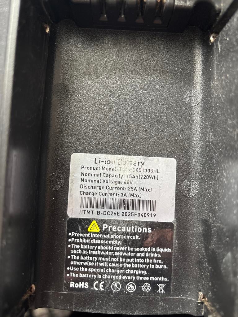 V8 Accu 48V 15Ah (720Wh) Li-ion Batterij voor E-bike, Ophalen of Verzenden, Zo goed als nieuw