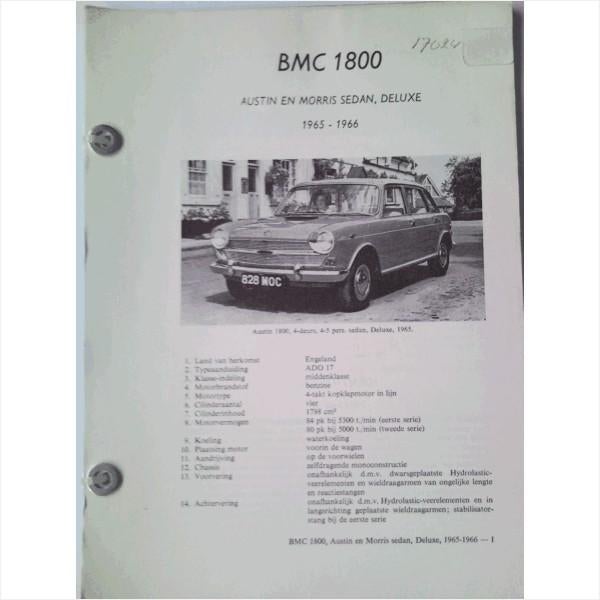 BMC 1800 Ado 17 Vraagbaak losbladig 1965-1966 #2 Nederlands, Ophalen of Verzenden, Gelezen, Overige merken