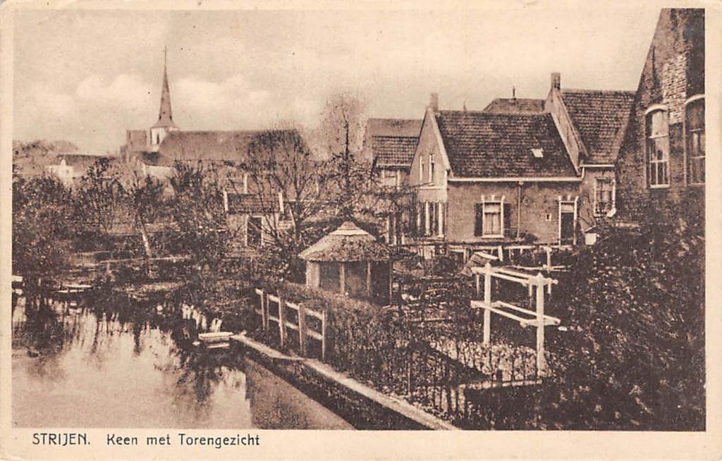 Strijen, Keen met Torengezicht Hoeksche Waard, Ophalen of Verzenden, 1920 tot 1940, Gelopen, Zuid-Holland