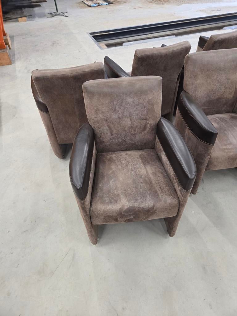 Eettafel stoelen 6 stuks, Huis en Inrichting, Stoelen, Ophalen, Gebruikt, Bruin, Stof