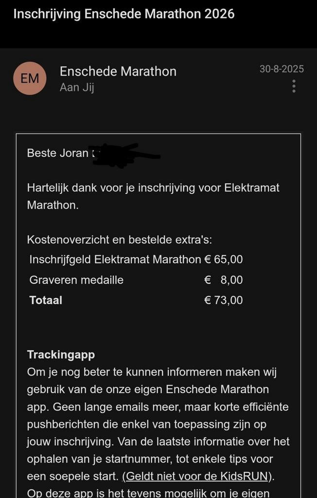 Enschede marathon incl medaille