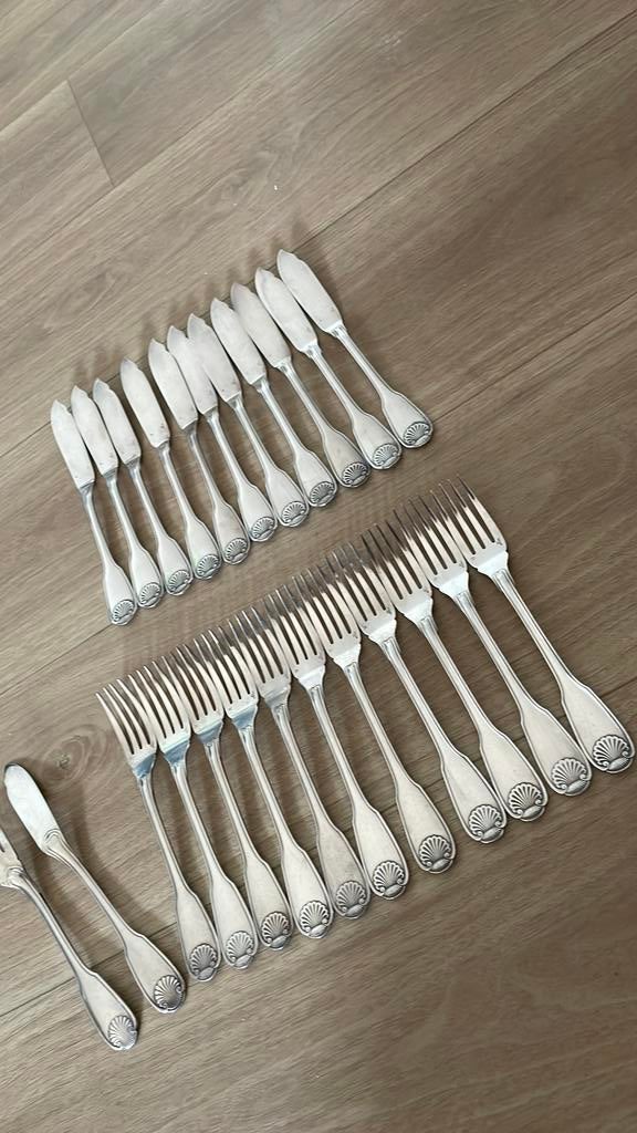 Verzilverd visbestek Christofle Vendome, Ophalen of Verzenden, Zilver