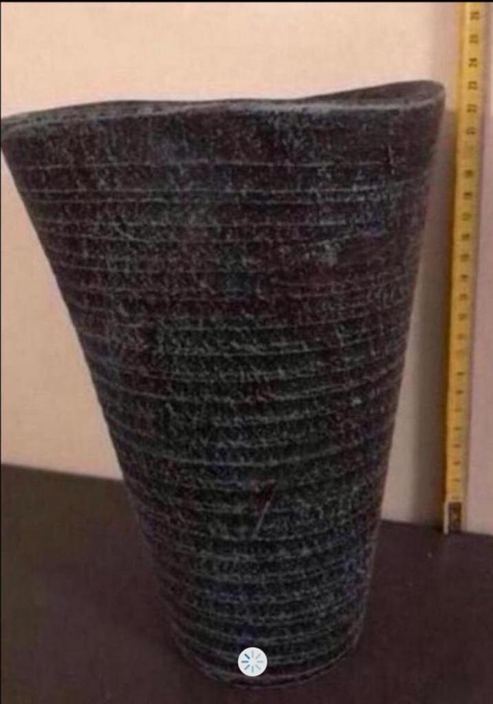 Decoratieve vaas/pot, donkergroen met textuur, Ophalen