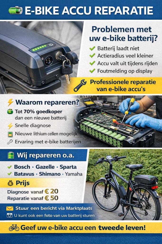 Fietsaccu Service, Revisie | Leusden, Ophalen of Verzenden, Gebruikt, Accu, Achterlicht