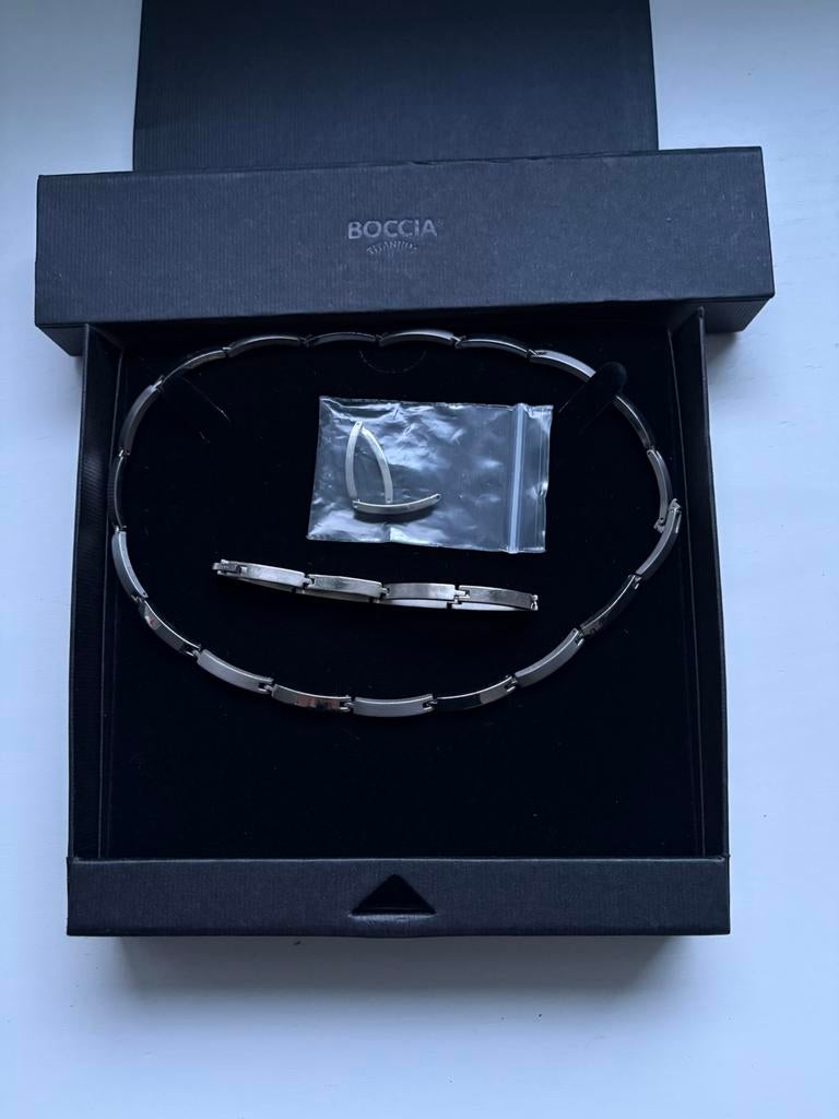 Boccia dames ketting en armband, Ophalen, Gebruikt, Zilver, Overige materialen