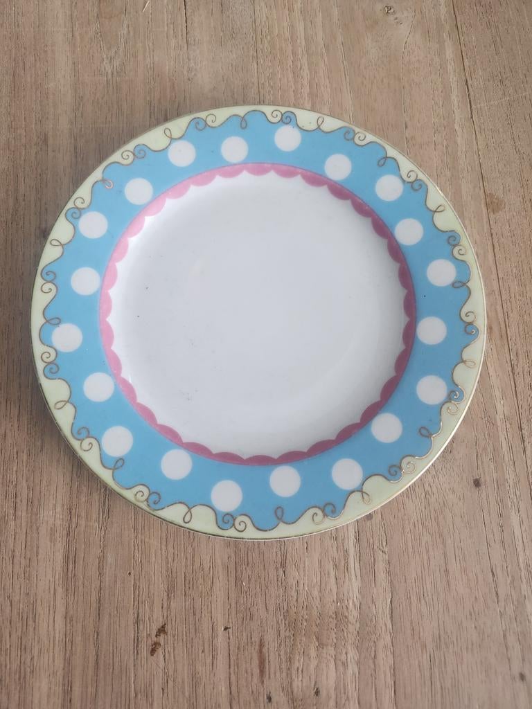 Pip Studio bord - Blauw met stippen en gouden rand, Ophalen of Verzenden, Gebruikt, Porselein, Bord(en)