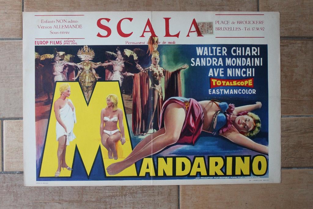 filmaffiche Mandarino 1960 filmposter, Rechthoekig Liggend, Ophalen of Verzenden, Zo goed als nieuw, A1 t/m A3