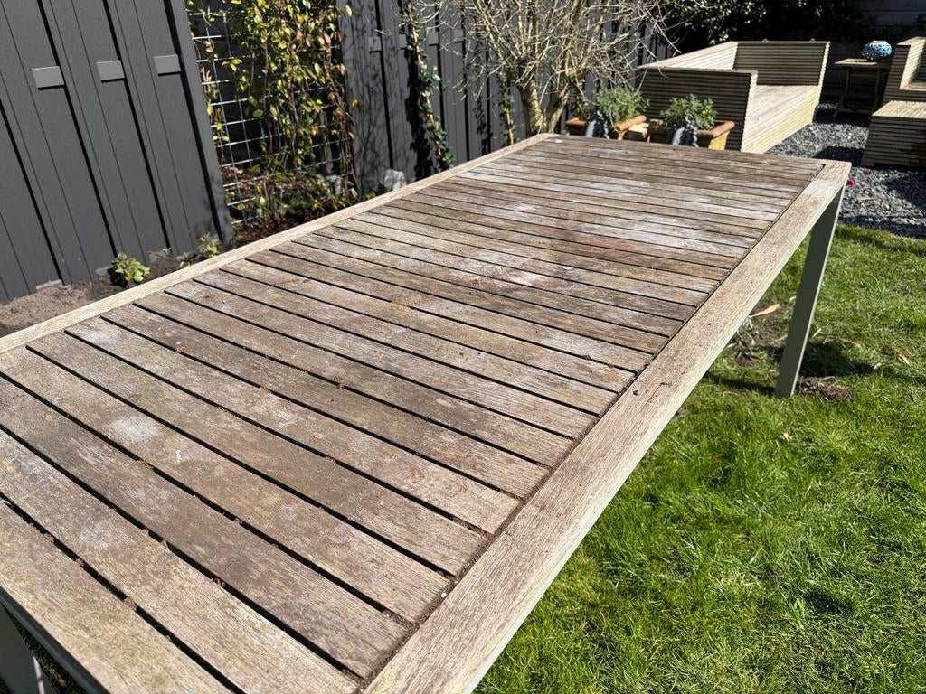 Teak en aluminium tuinset Versus by Tribù met Fischer stoele, Tuin en Terras, Ophalen, Gebruikt, Rechthoekig, Teakhout